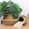 Handmade Seagrass Storage Basket Foldable Laundry Straw Wicker Rattan Seagrass Belly Garden Flower Pot home decor Planter Basket 2