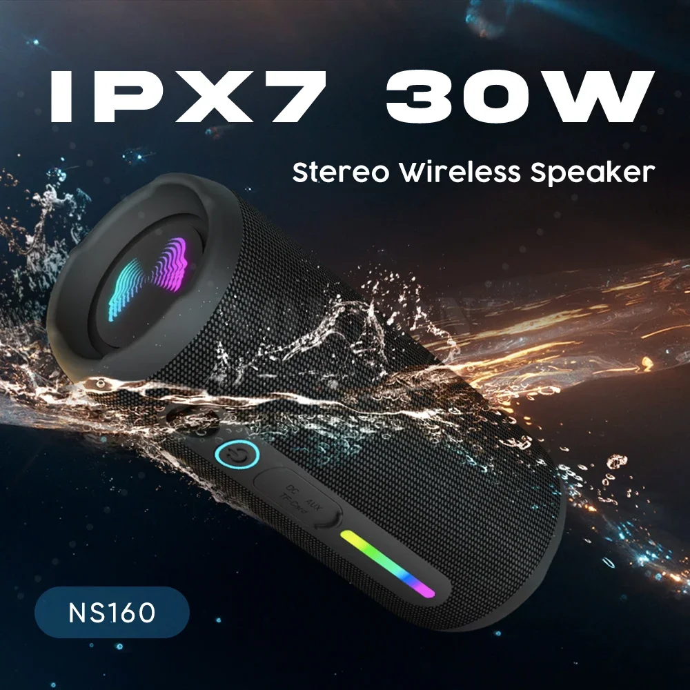 NOAVSUR 360° Surround Sound Bluetooth Speaker, Dual 15W Bass, IPX7 Waterproof ,Party Outdoor Camping EQ Adjustable 2