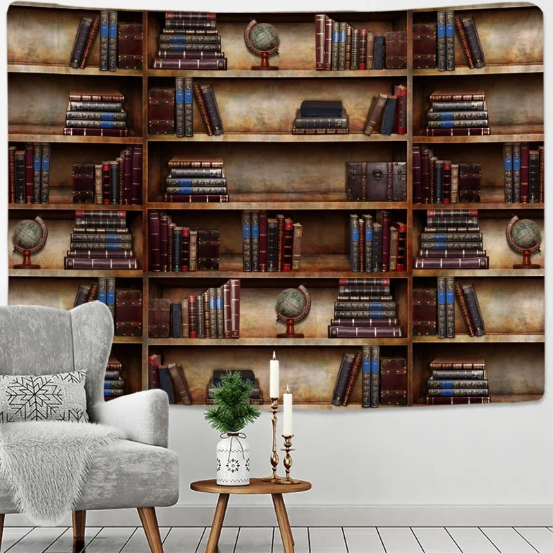 Tapestry retro Magic bookcase tapestry Mysterious library tapestries wall hanging art throw bedroom living room home