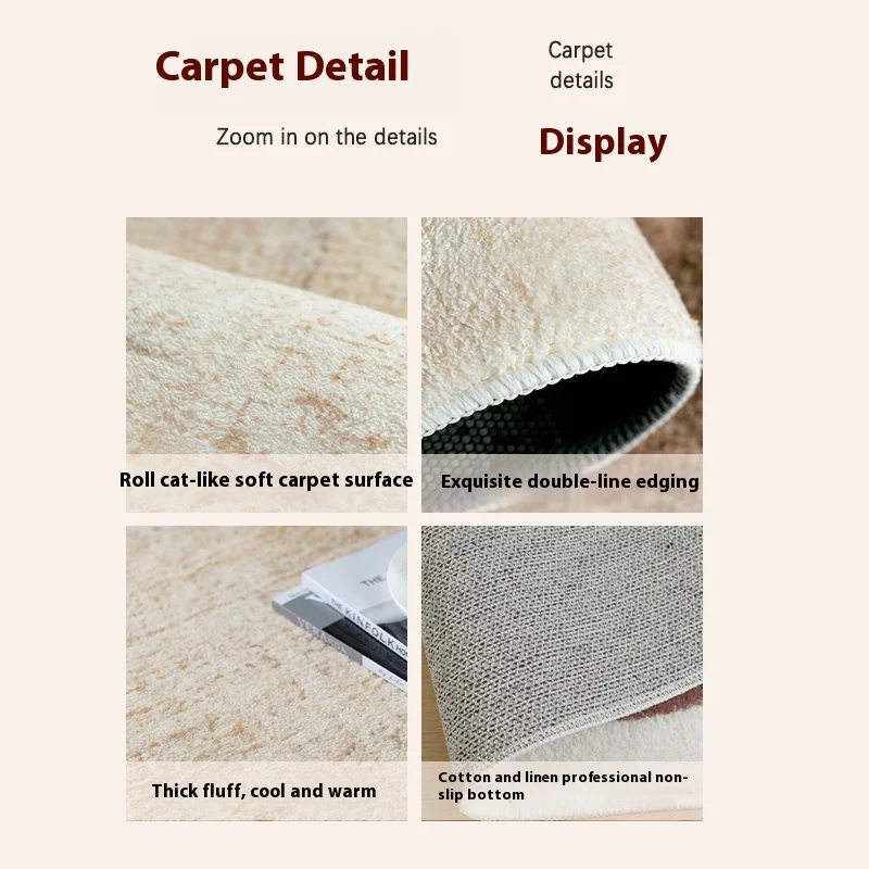 VIKAMA Upgrade Material Living Room Carpet Simple Thick Family Bedroom Minimalist Bed Rug Sofa Coffee Table Carpet Home Decor