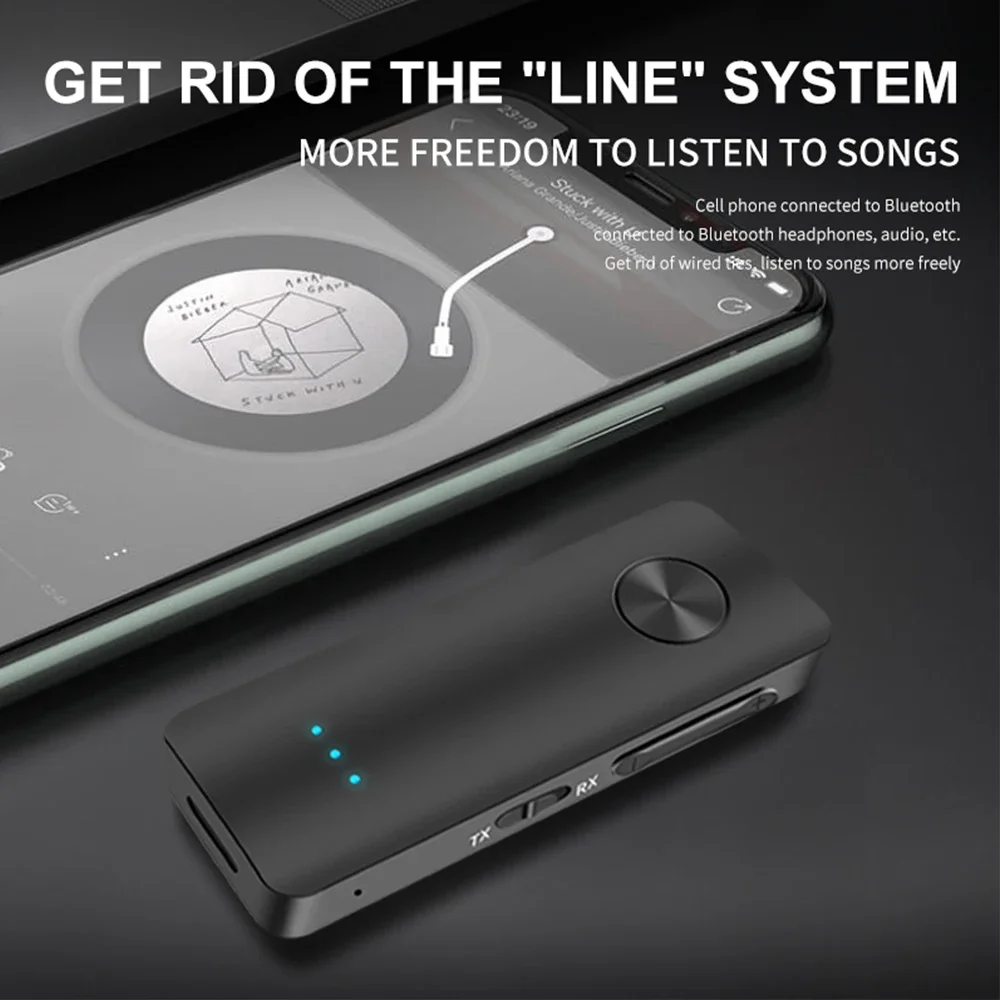 2-In-1 Wireless Bluetooth 5.4 Audio Adapter Receiver Transmitter 3.5mm AUX For Car Speaker TV PC Airplane