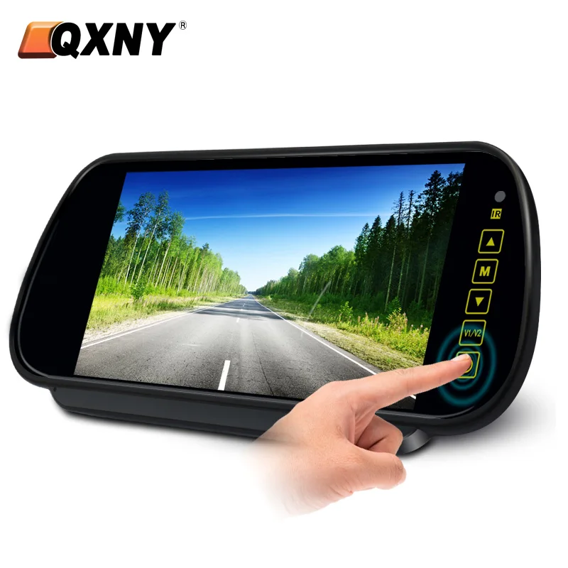 

QXNY 7 Inch Rear View Mirror Monitor Rearview Mirror for Car Auto Parking Backup Camera TFT LCD HD Screen Universal 2 AV Input