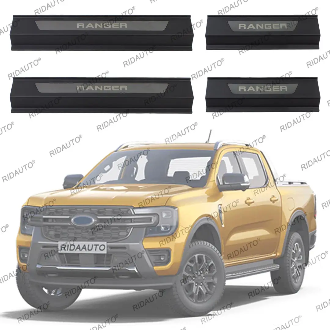 Car Pickup Threshold Strip For Next GEN FORD RANGER 2023 2024 Door Sill Scuff Plate Protector Trim Pedal Sticker Accessories