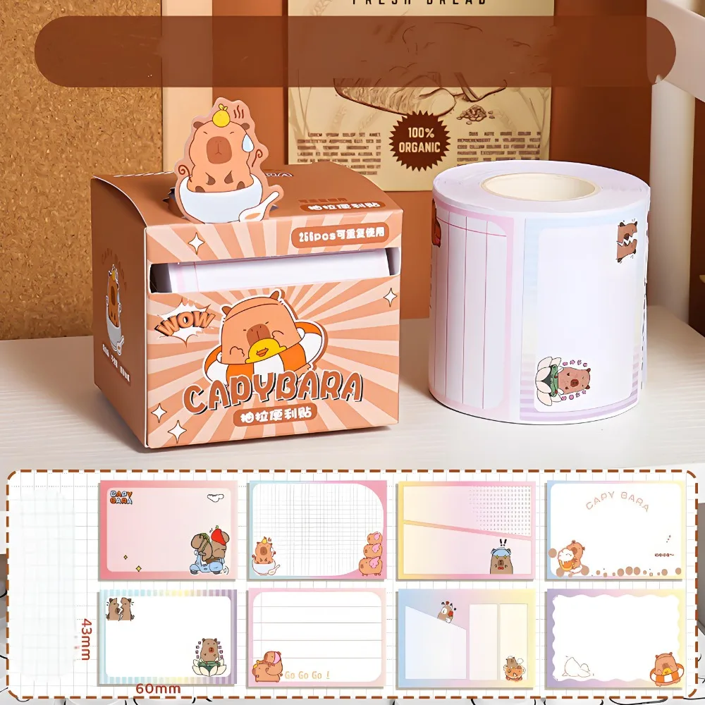 256Sheets Cartoon Capybara Posits Sticky Paper Pads Stationery Stickers Posted It Memo Notepad Notebook Message Notes Sticker 6