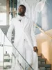 Long Style White Suits Men Single Breasted Jacket Vest Pants 3 Pieces Formal Wedding Groom Tuxedos Custom Made Bridegroom Blazer 2