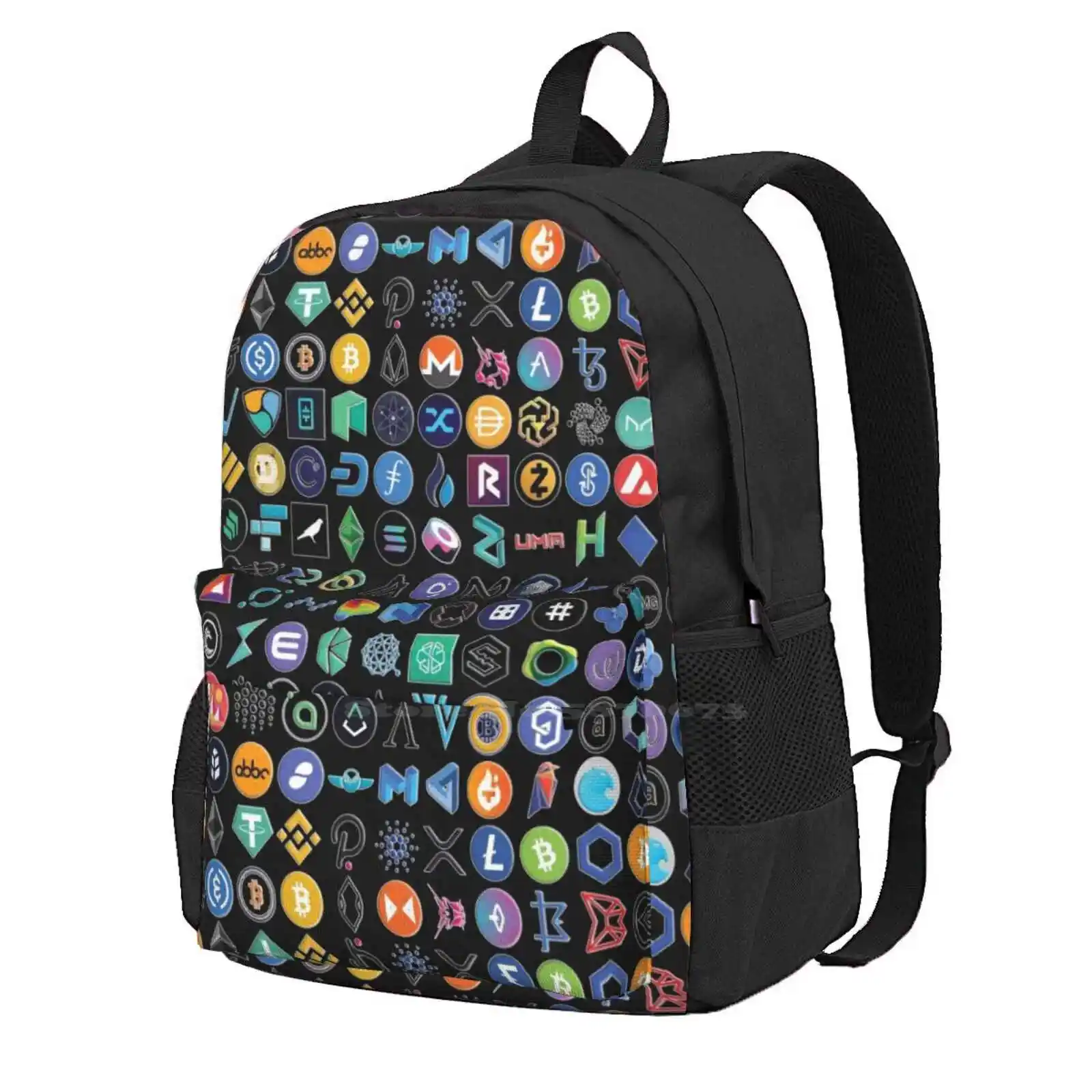 

Crypto Logos 3d On Black School Bags Travel Laptop Backpack Chainlink Defi Token Btc Cryptocurrency Hodl Geek Nerd Crypto