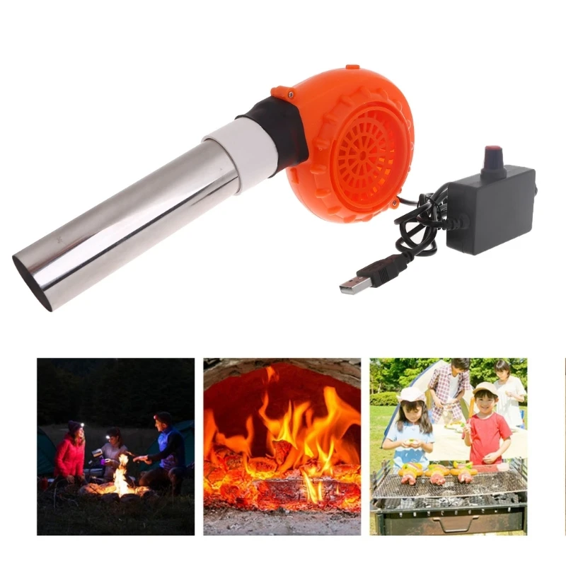 Blower Fan Cooling Blower Fan High Outdoor Cooking BBQ Fan Household Speed Control Heating Stove 5V2A USB Power