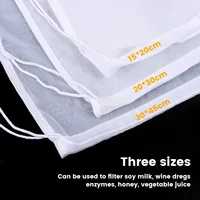 5PCS Soy Wine Nylon Filter Bag Nut Milk Bag Tea Coffee Yogurt Filter Net Mesh Kitchen Food Reusable Nylon Filter Bags Strainer 6