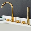 MTTUZK Hot and Cold Water Brass Massage Golden Bathtub Faucet Bathroom Shower Cabin Faucet Shower Room 5 Hole Mixing Valve Taps 1