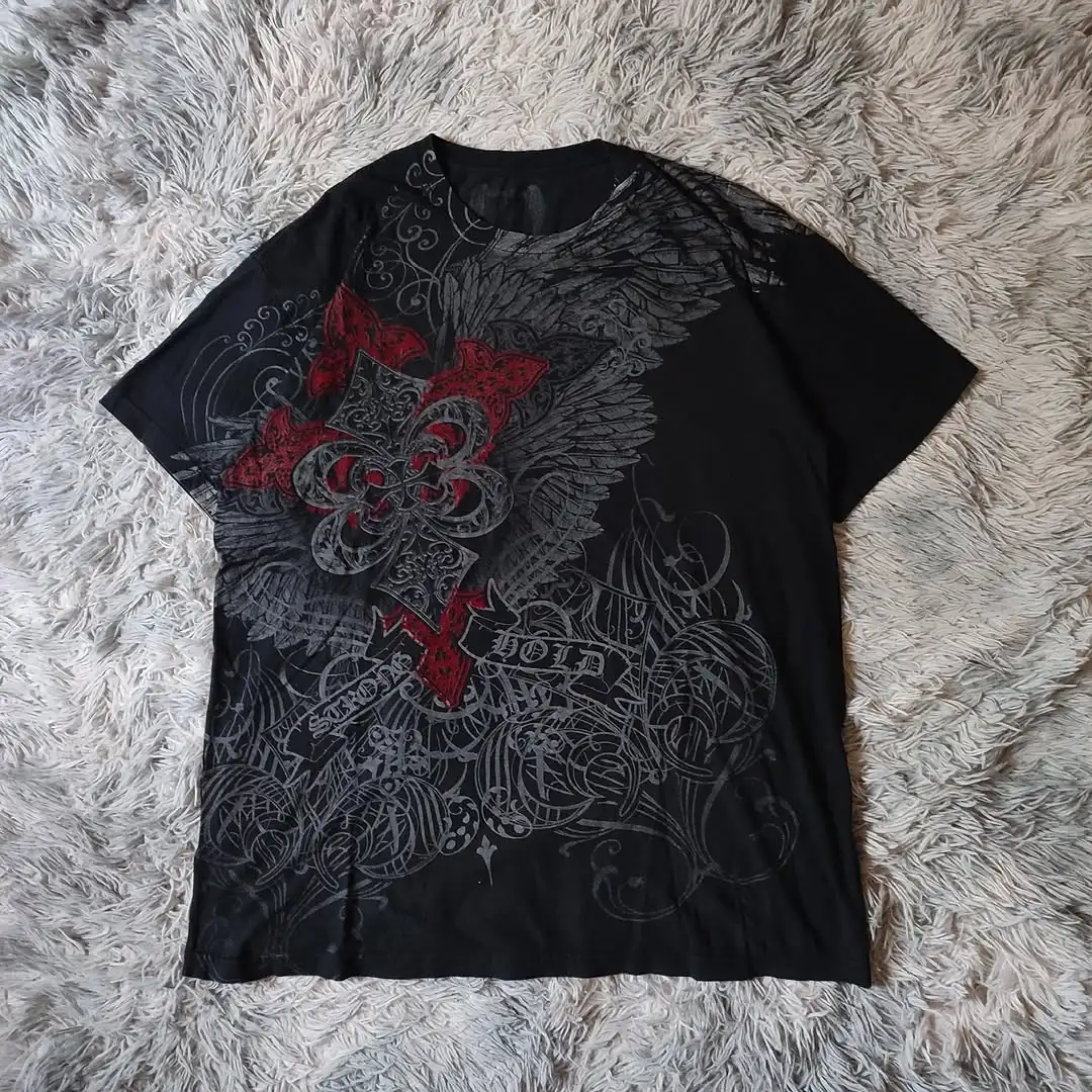 Gothic Melancholy Style Sommer 3D-gedrucktes, großes Herren-T-Shirt mit Rundhalsausschnitt, schnell trocknend, atmungsaktiv, geeignet für den täglichen Gebrauch