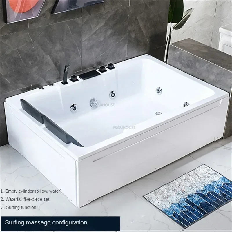 Portable Household Bathroom Couple Adult Bathtub Acrylic Double People Bathtub Shower Integrated Independent Massage
