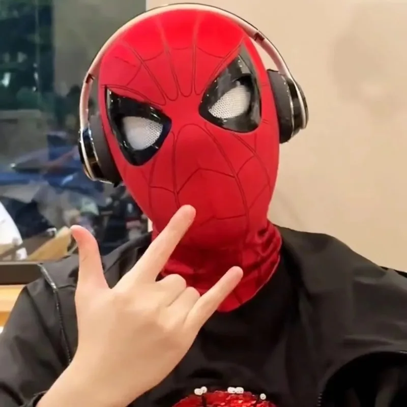 Electronic Mask Spider Man Mascara Spiderman Headgear Mask Cosplay Moving Eyes 1:1 Remote Control Elastic Toys Adults Kids Gift
