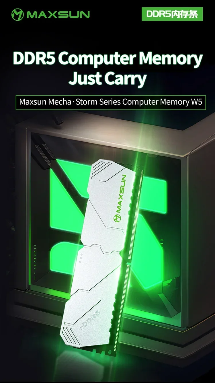 Description Picture 2 of itemMAXSUN DDR5 Memoria RAM 6400MHZ 16GB Desktop Memory DDR5 Heatsink RAMs Dual channel Computador Component Desktop PC
