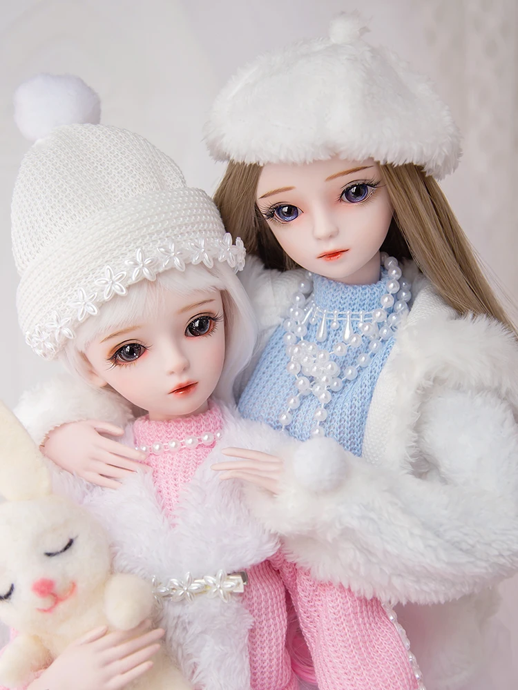 60CM Fashion Twin Sisters Girl Ball Jointed Dolls Complete Handmade Female 1/3 Bjd Doll Full Set Girl Toys Gift for The New Year sisters