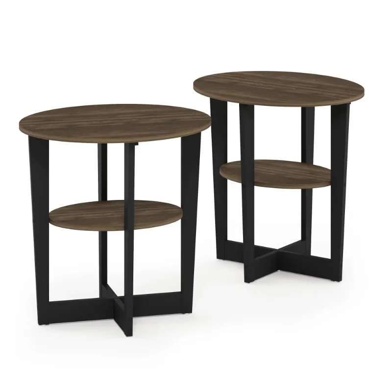 

Oval End Table, Set of Two, Columbia Walnut/Black 18.89(W) x 19.53(H) x 15.55(D) in