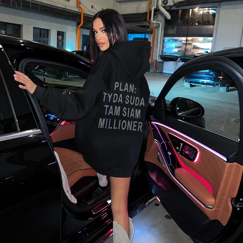 CGC Casual Oversized y2k Hoodie Women Korean Fashion Letter Print Sweatshirts Long Sleeve Pullover Aesthetic Clothing Streetwear