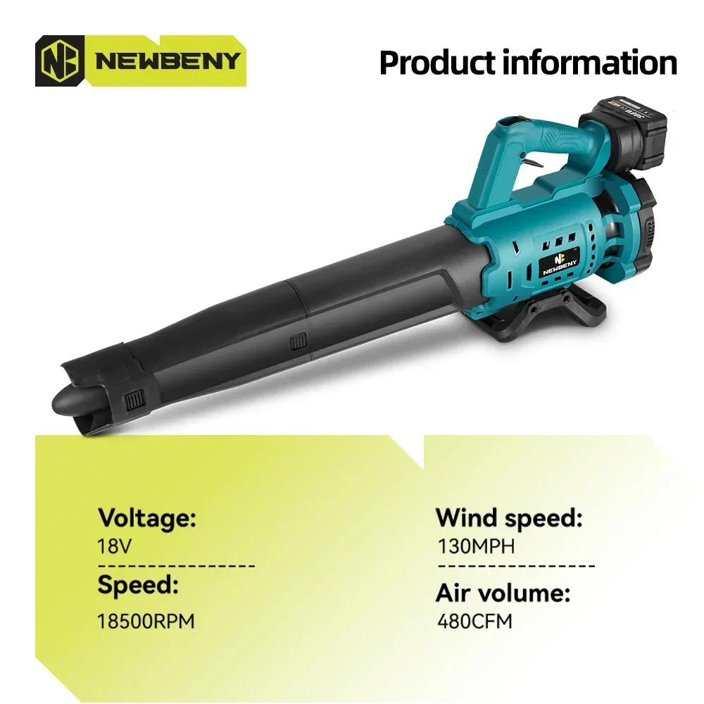 NEWBENY Electric Air Blower Efficient Speed Adjustable Cordless Household  Leaf Dust Snow Cleaner Tool For Makita 18V Battery 2