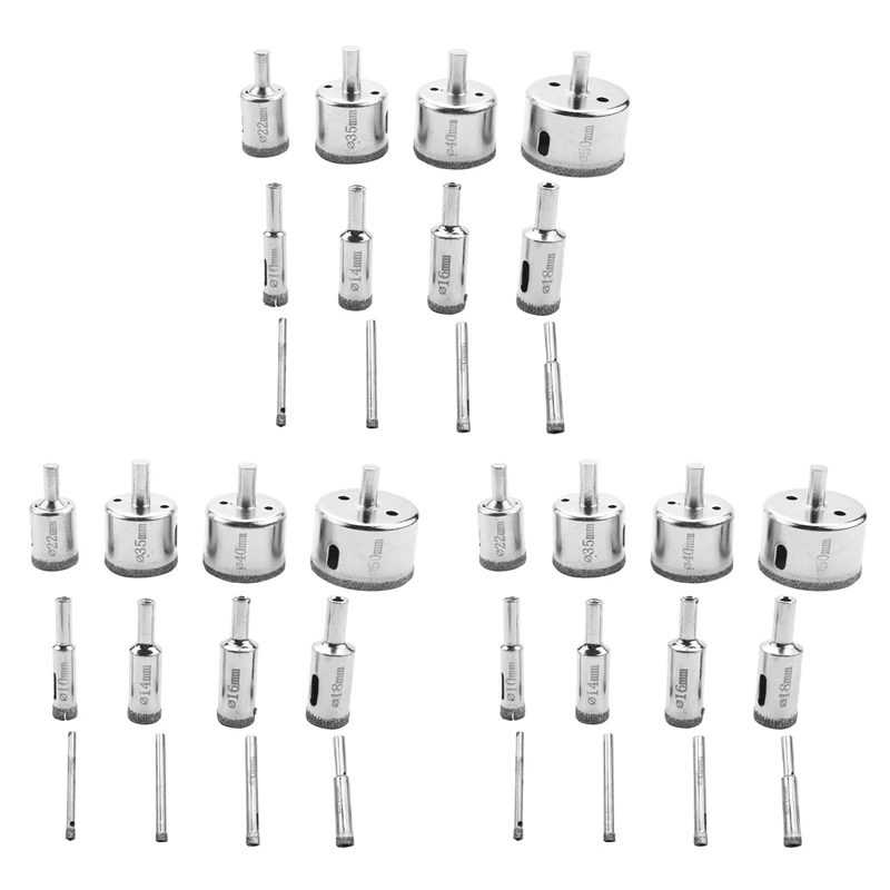 

TOP 36Pcs Diamond Drill Bits Glass Tile Hole Saw Bits Set, Hollow Core Drill Bits, Extractor Remover Hole Saws For Glass
