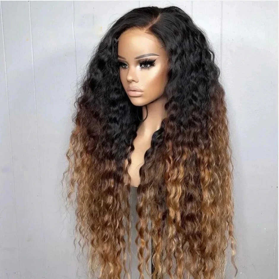 heat-resistant-soft-180density-26“-ombre-brown-long-kinky-curly-lace-front-wig-for-women-babyhair-preplucked-glueless-daily-wig