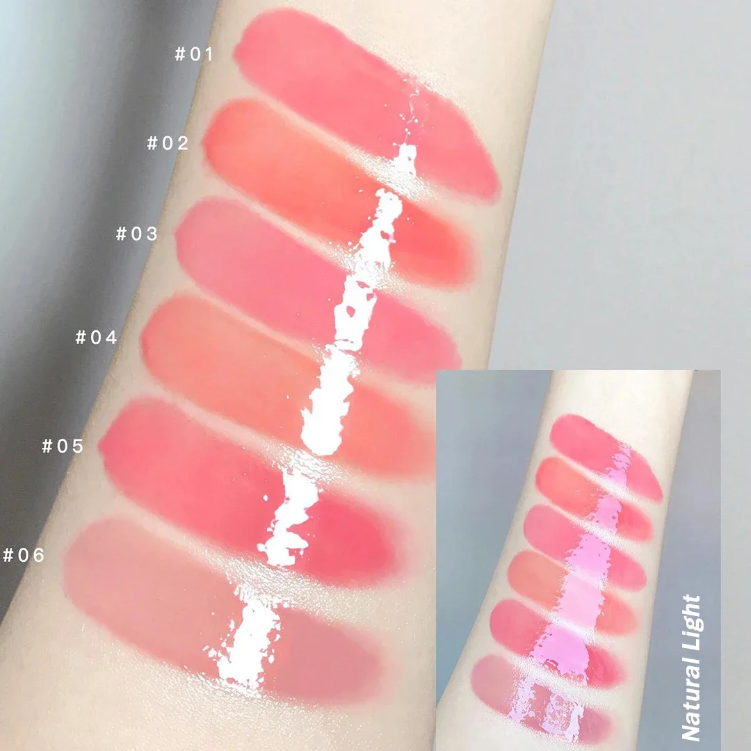 Floral Mirror Glass Solid Lip Gloss Water Light Round Tube Lipstick Clear Oil Jelly Lip Glaze Natural Nude Moisturizing Lip Tint 4
