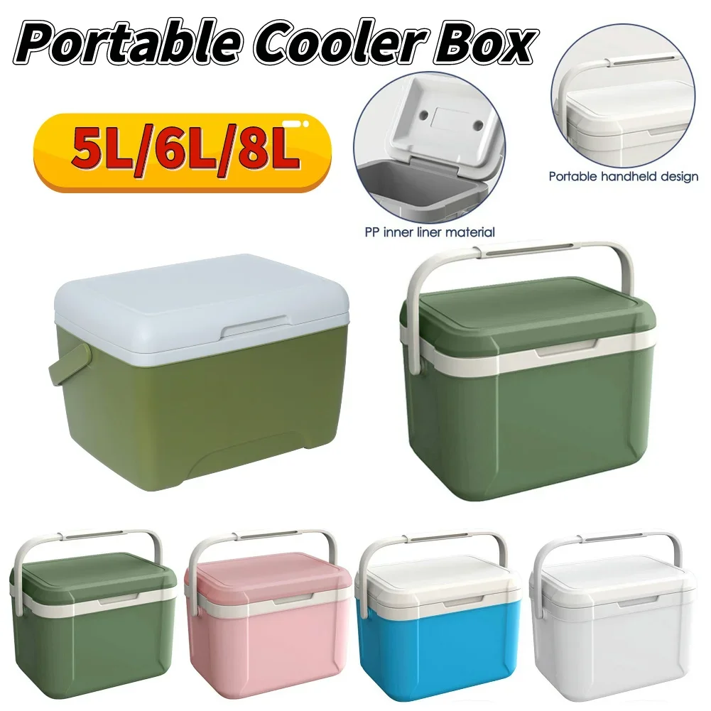 6/5L Cooler Box Portable Thermal Incubator Refrigerator Car Ice Chest Picnic Lunch Box Outdoor BBQ Camping Fishing Ice Case