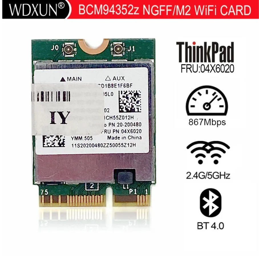 Nuova scheda di rete Broadcom WIFI Wireless AC 0404x6020 M.2 NGFF 802.11AC  867Mbps Bluetooth wifi BT4.0 BCM94352 - AliExpress