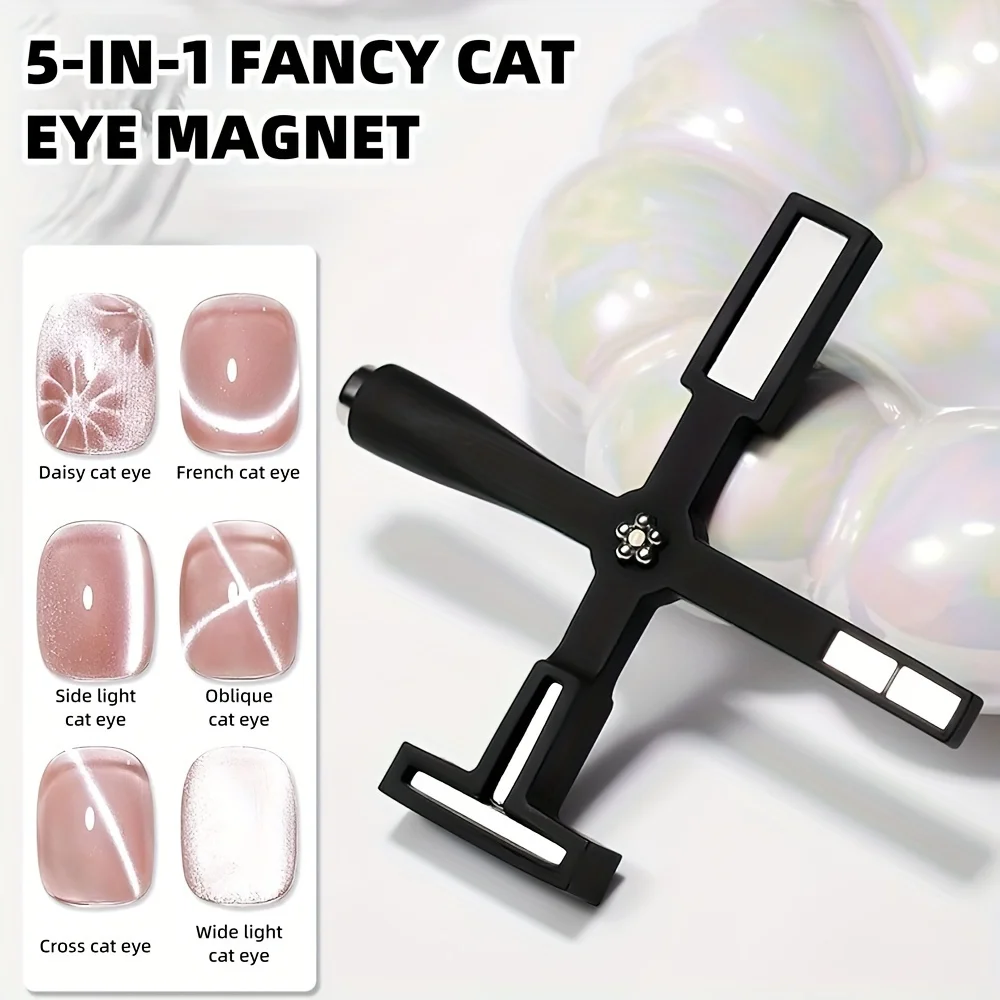 Magnetic nail art tools YIKOOLIN 5-in-1 Nail Art Magnet Stick Multi-function Cat Eye Gel Tool Manicure Design Cross Strong Magnet for Nail Gel Polish