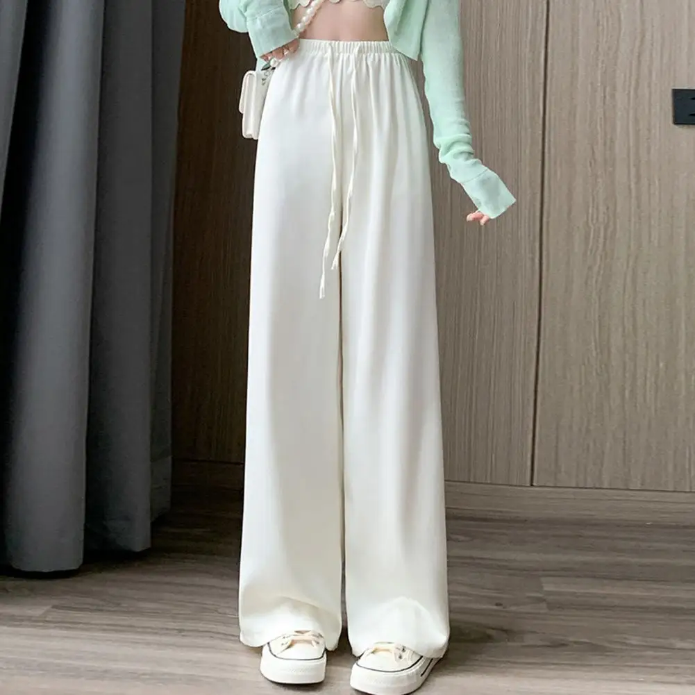 Брюки женские атласные с широкими штанинами