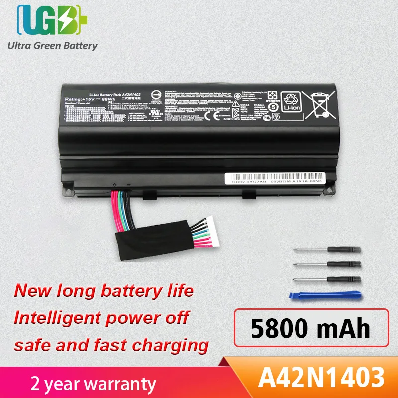 

Аккумулятор UGB A42N1403 G751J-BHI7T25 для ASUS ROG G751JT G751JY GFX71JY G751 4ICR19/66-2 0B110-00340000 A42LM9H A42LM93