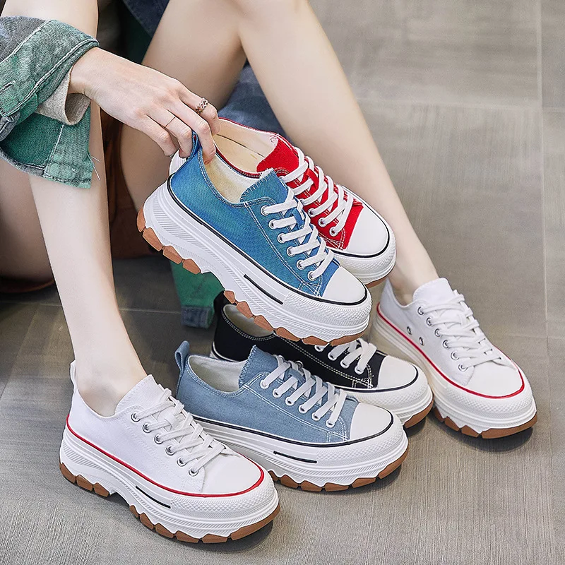 Zapatos lona con plataforma para mujer, zapatillas deportivas informales de diseñador, Tenis femeninos - AliExpress