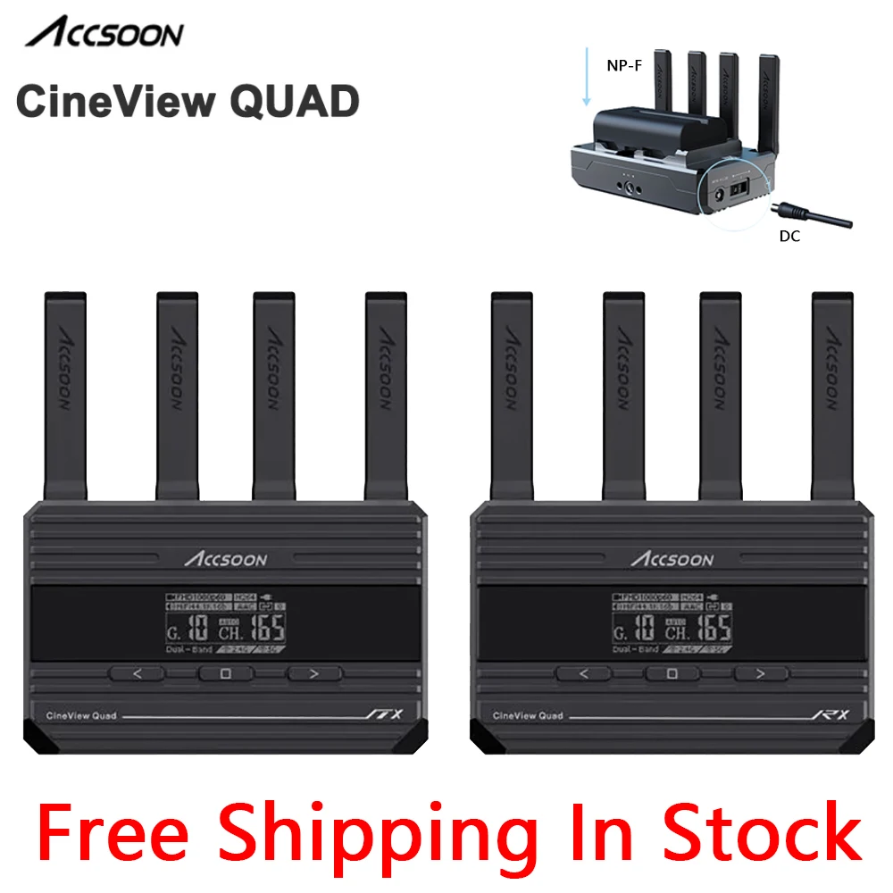 

ACCSOON CineView QUAD Wireless 500ft HD Video Transmission 2.4G/5G HDMI SDI Dual Band Near-Zero Latency Transmitter Receiver