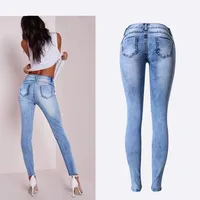 Summer Style Low Waist Sky Blue Patchwork Skinny Tights Women Pencil Jeans High Stretch Sexy Push Up Denim Women Fashion Jeans - Image 3