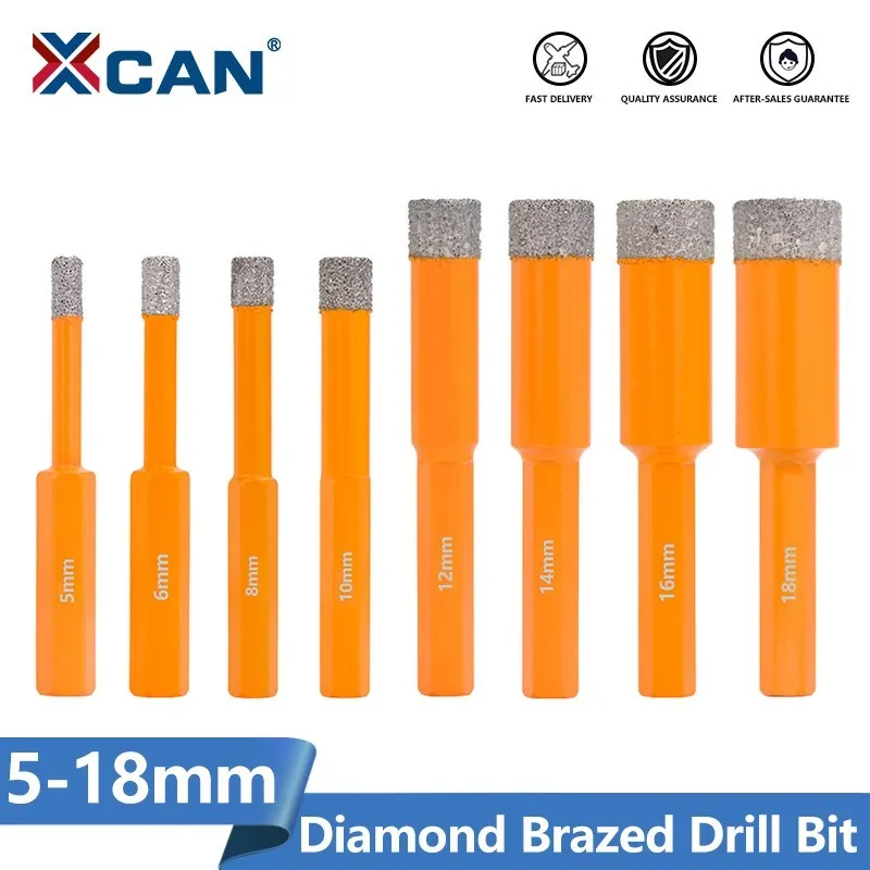 XCAN Diamond Brazed Drill Bit 5/6/8/10/12/16/18mm Hole Saw Cutter For Glass Marble Granite Brick Tile Ceramic Porcelain Concrete krachtige m14 diamond drill bit 6mm 8mm tile marble concrete drill for glass granite porcelain tile marble angle grinder