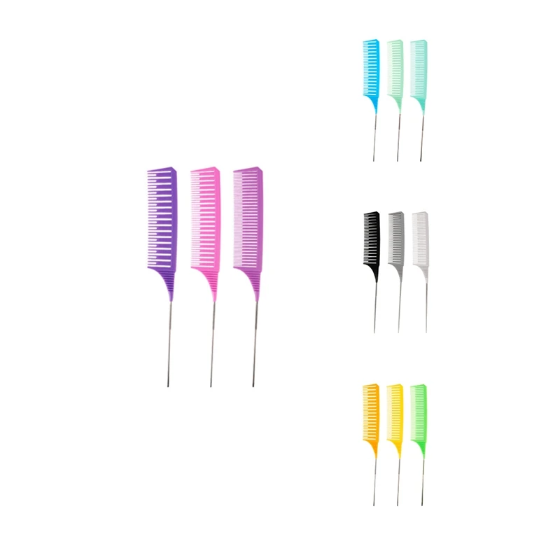 

3Pcs Fine-Tooth Comb Metal Pin Anti-Static Hair Style Rat Tail Comb Hair Edge Styling Hairdressin Beauty Tools