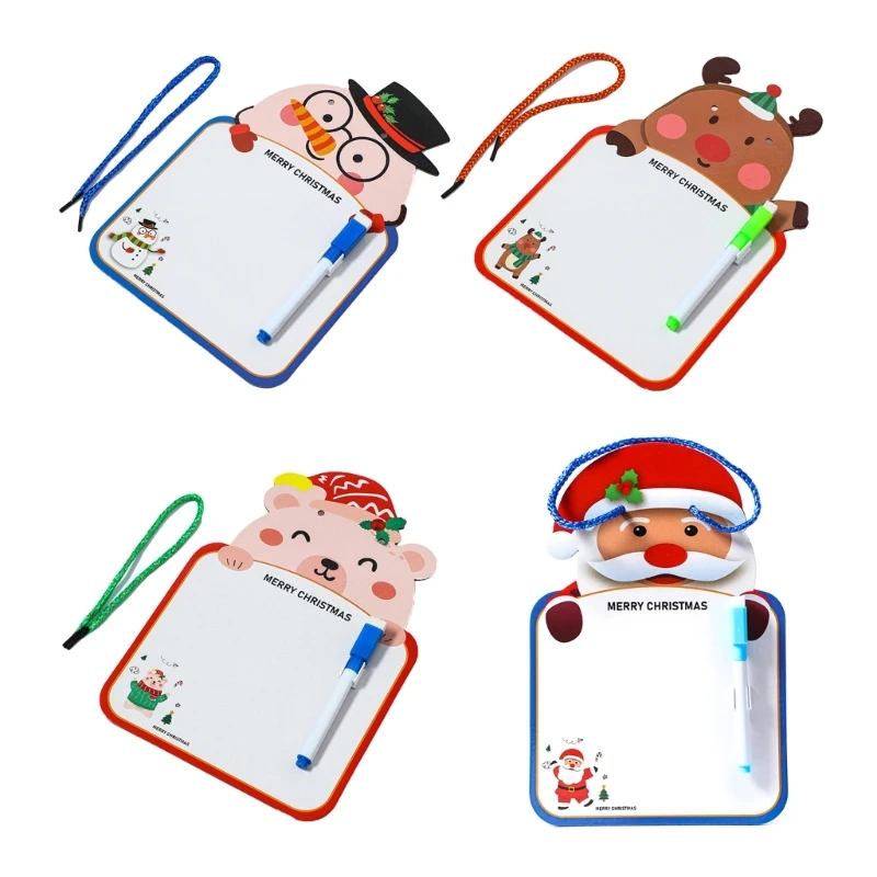 

4PCS Christmas Whiteboard Erasable Double-Sided Whiteboard Toddler Drawing Board Hanging Memo Board To-do-list Board