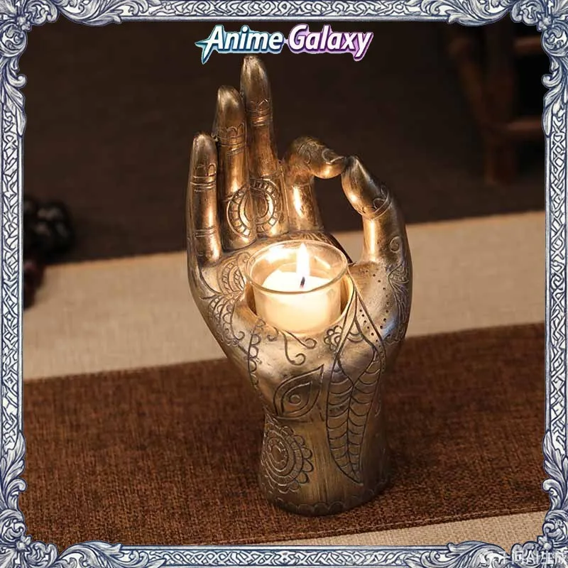 무상표 부처님 손 모양 티라이트 캔들 홀더 레진 빈티지 젠 장식품 홈 거실 데스크탑 명상 장식 소품