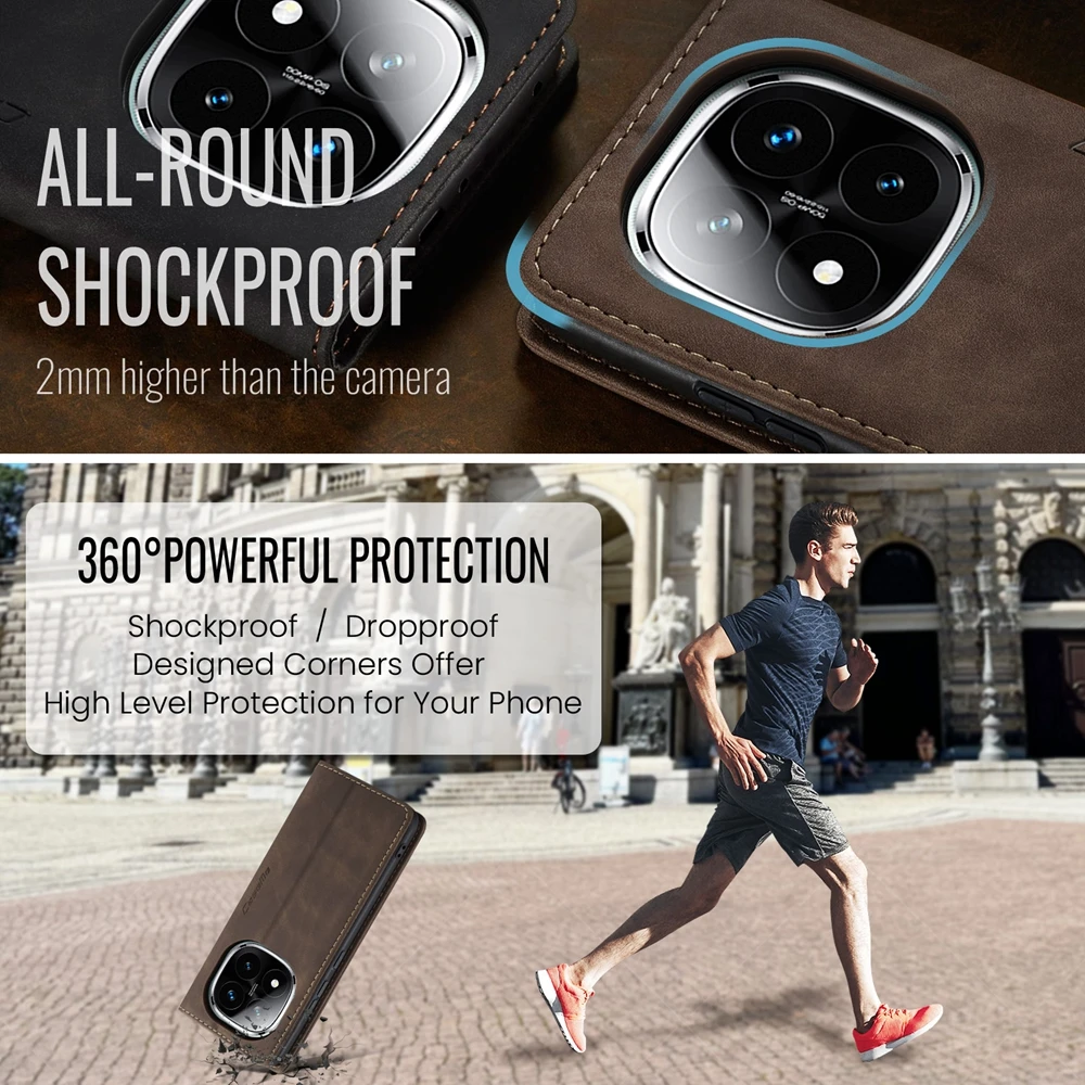 Magnetic Flip Leather Wallet Case with Kickstand and Card Holder