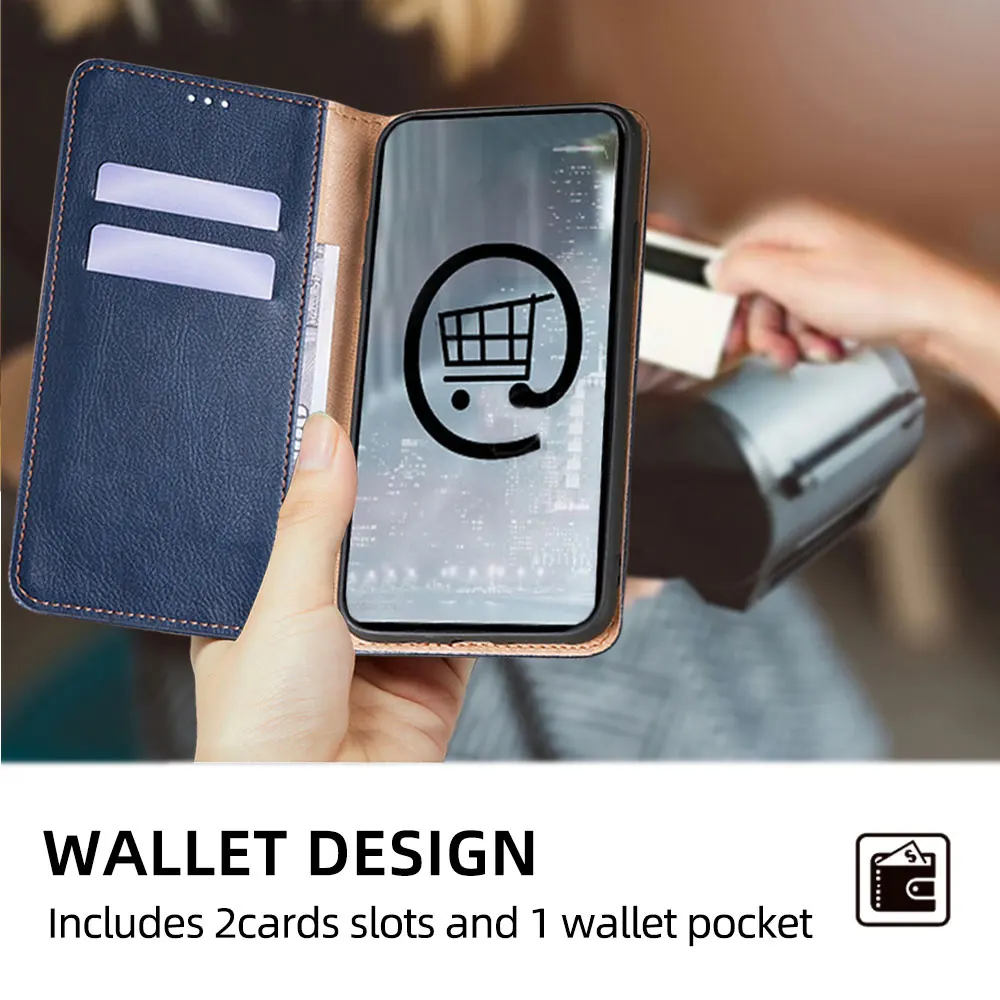 Elegant Magnetic Flip Leather Wallet Case with Card Holder - Premium Protective Cover