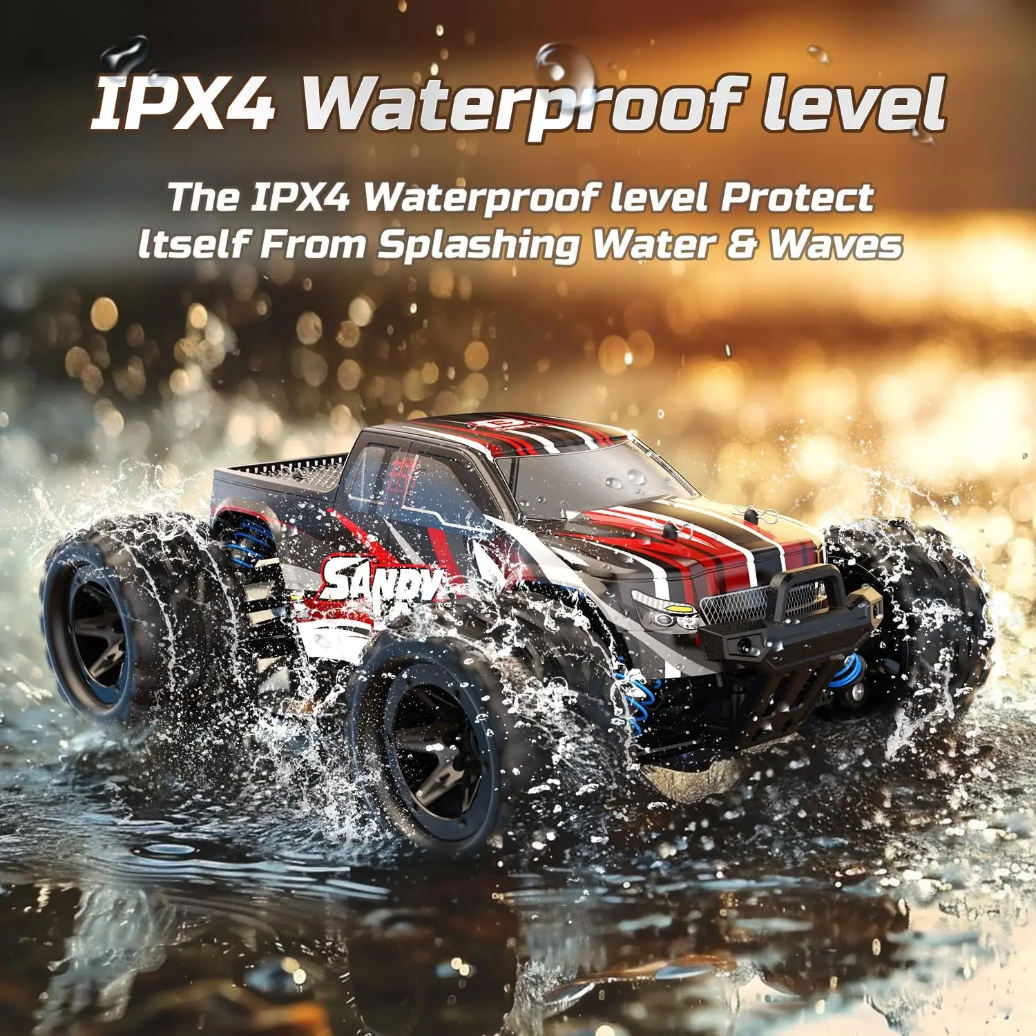 DEERC 9300 1:16 Scale RC Car, 40 KM/H, 4WD Off-Road Monster Truck, 2.4GHz, 2 Rechargeable Batteries 4