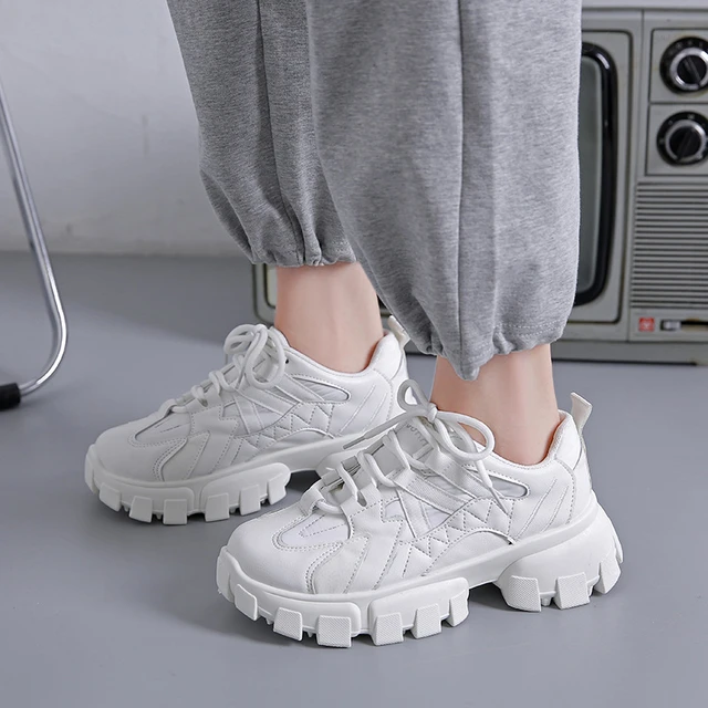 New Luxury Brand Chunky Sneakers Women Comfortable Lace-up Casual Shoes  Women Fashion Vulcanized Shoes Women Zapatos De Mujer - AliExpress