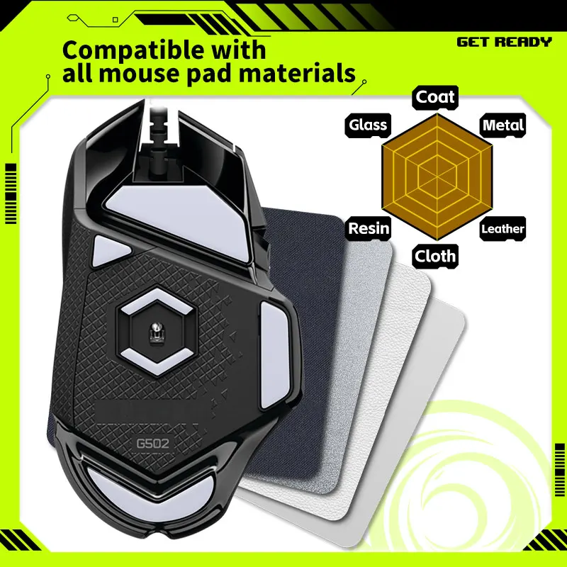 Talongames-patins Personalizados de Borda Curva para Logitech G502 Hero Cinza Claro com Fio Pés de Substituição Conjuntos - Imagem 2