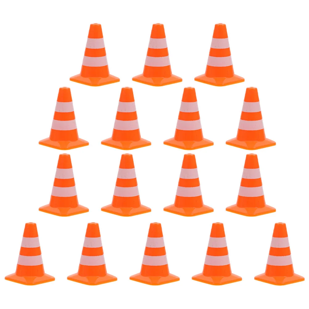 

16pcs Mini Barricade Traffic Cone Micro Traffic Sign Kids Safety Cone DIY Scene Decors