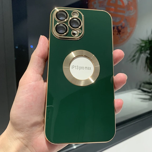 New luxury case for iphone 11 12 13 mini pro MAX back cover bumper etui capa CD pattern plating dropshipping deep green gold