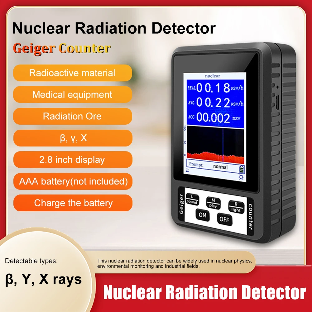 

Nuclear Radiation Detector Color Display Screen Geiger Counter Personal Dosimeter Marble Detectors Beta Gamma X-ray BR-9B XR-1