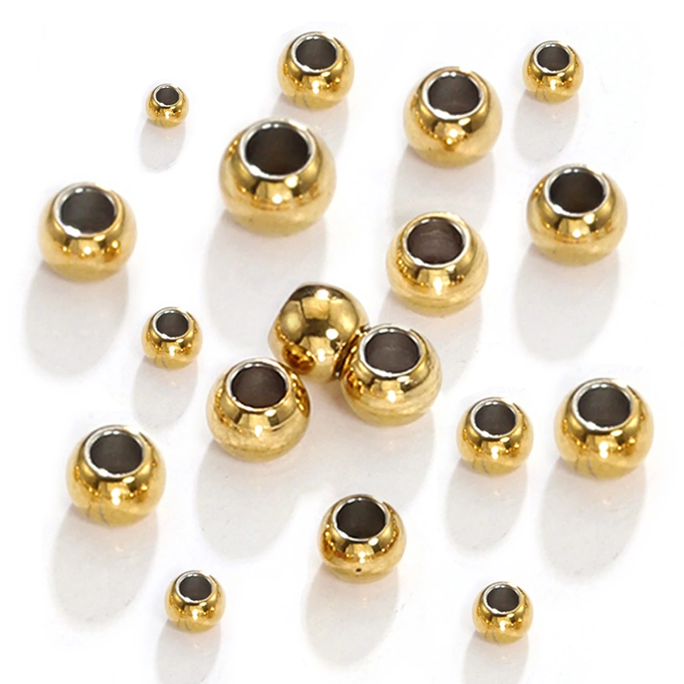100 Perles Rondes Creuses En Métal – 8 Mm, Pour Espacement, Lot Neuf