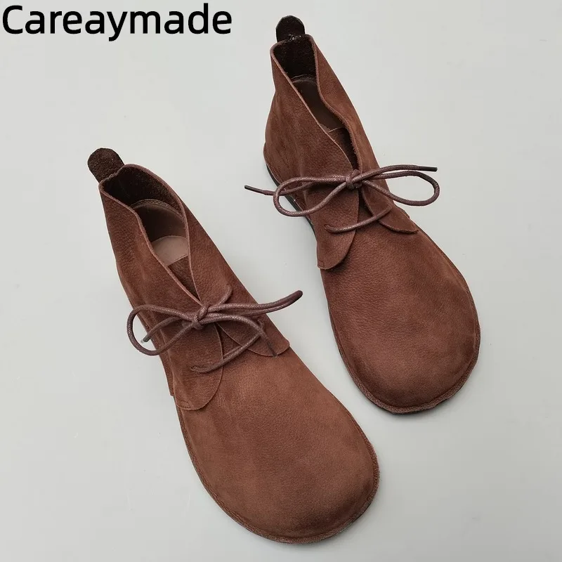 Careaymade-Genuine leather Oversized women's shoes casual soft soles work boots,original single cowhide men's shoes size 35-45