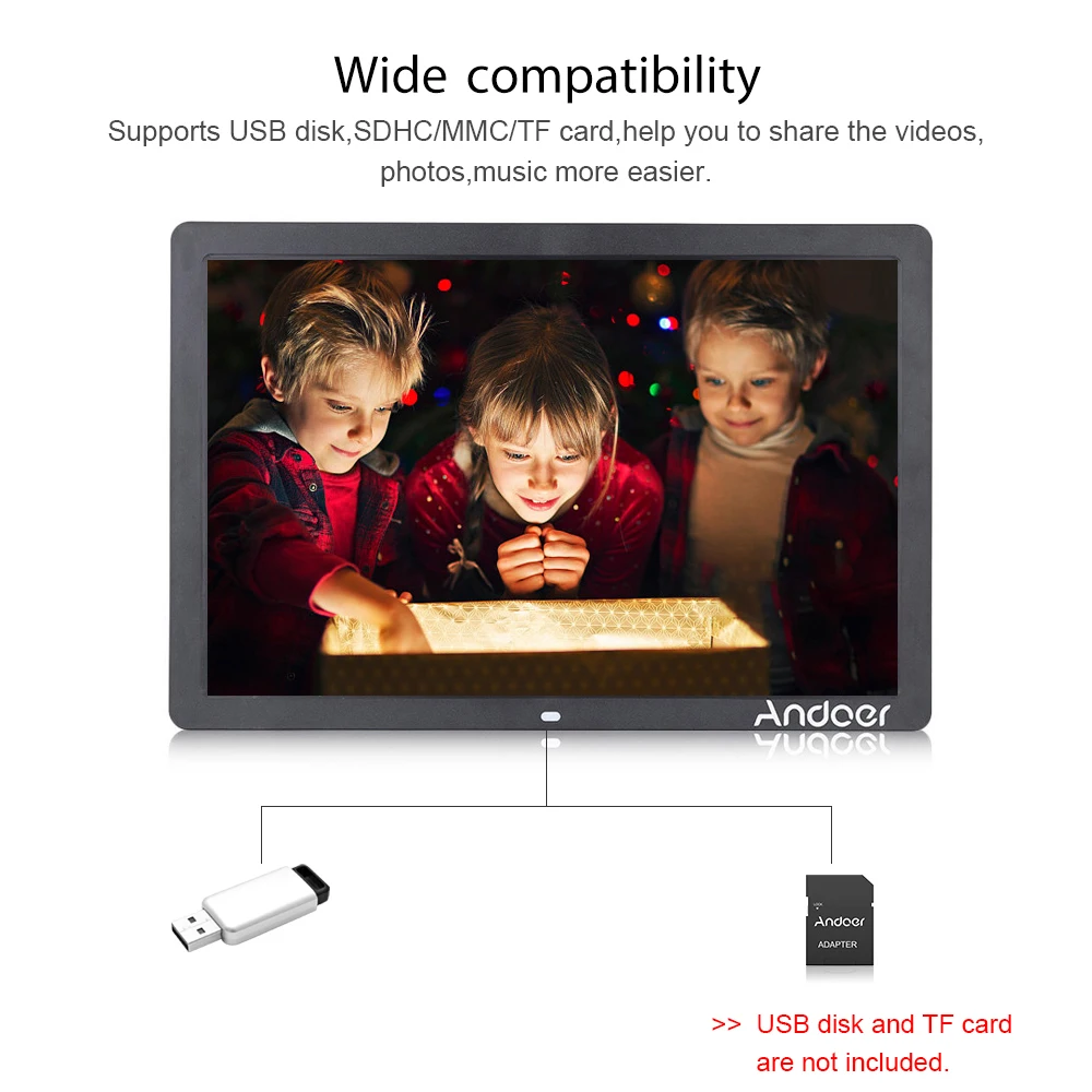 Andoer 17inch LED Digital Photo Frame 1080P Electronic Picture Frame MP3 MP4 Video Player Clock Calendar with Remote Control view 6