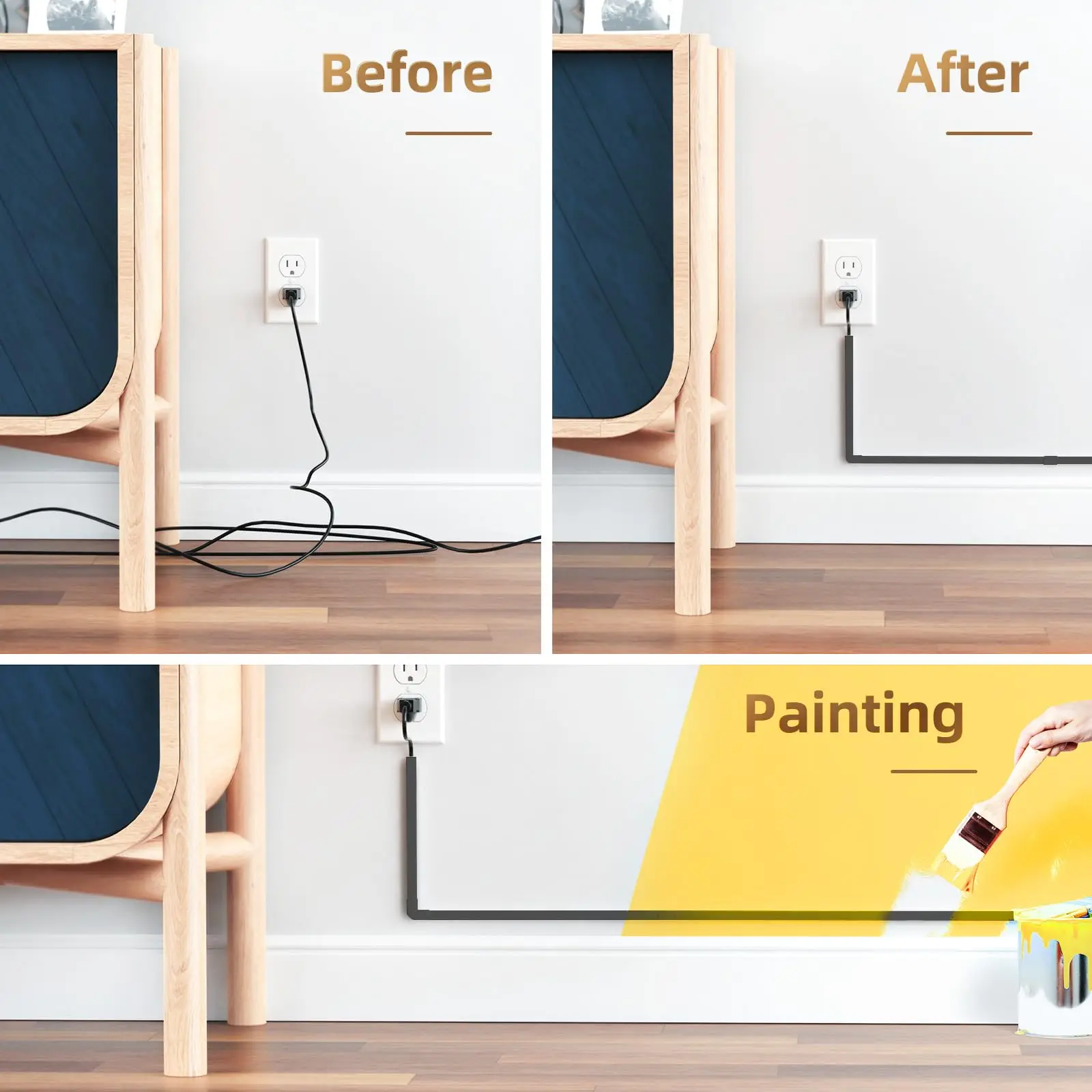 94'' Cord Hider, Delamu One-Cord Channel Cord Cover Wall, Paintable Cable Hider, Wire Hider Covers for Cords,