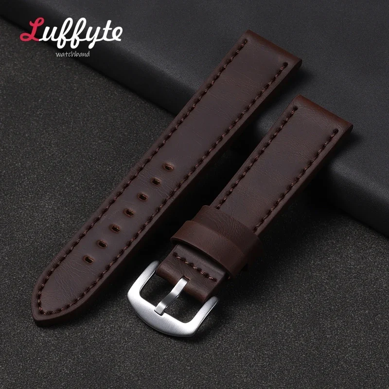 Elegant Vintage Leather Watch Strap - Premium Universal Bracelet in Black, Brown, and Grey