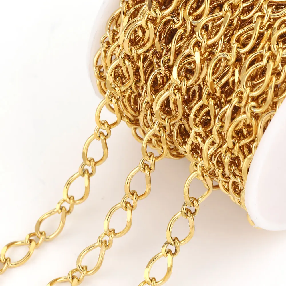 Kein Verblassen 1Meter Edelstahl Twisted Ovale Kabel Kette Kubanischen Ketten Link Schmuck Erkenntnisse DIY Halskette Armband Tasche Liefert – Detail 5